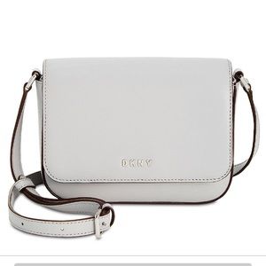 DKNY Small Blue-Gray Leather Crossbody Bag – Compact Everyday Purse NWT